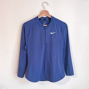 Womens Blue Quarter Zip Nike Dri-Fit Jacket Pullover Size Small Workout Top